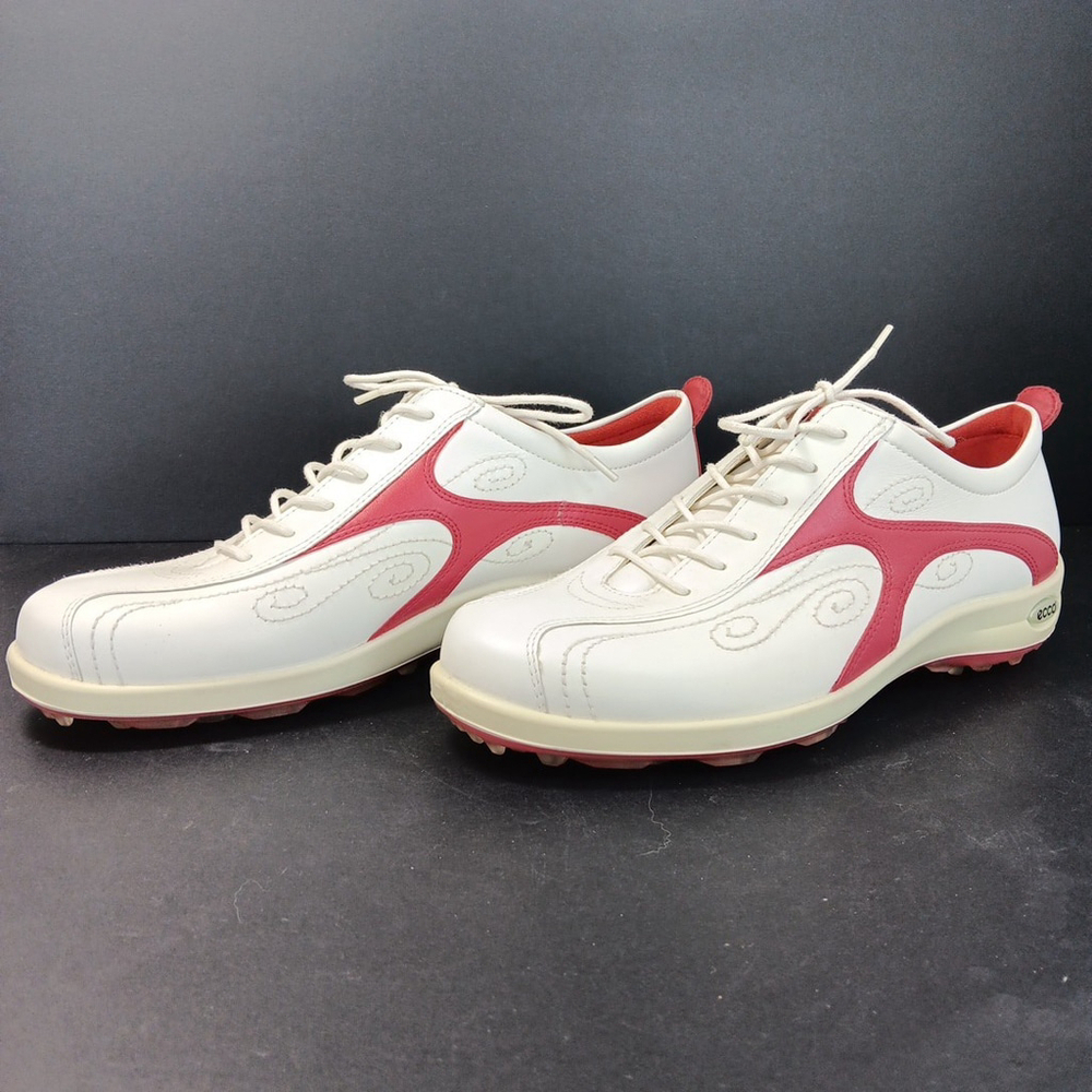 Ecco Women’s White And Red Leather Golf Shoes Size 40 (US 9/9.5) - Picture 3 of 10